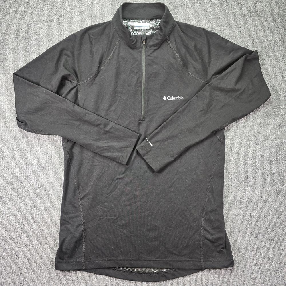 Columbia Omni-Heat Midweight 1/2 Zip Shirt Mens XL Black Baselayer Stretch